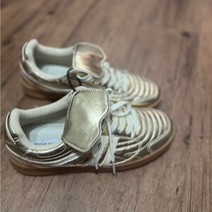 Steve Madden Gold Sneakers with White Accents